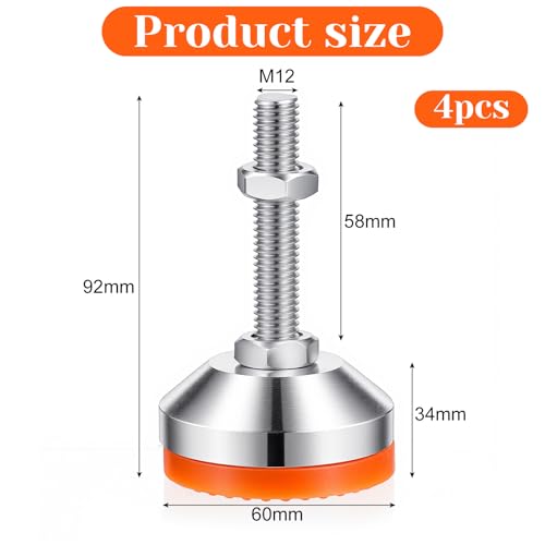 4 Pcs Heavy Duty Leveling Feet Thread, 2.36" Dia Base Shockproof