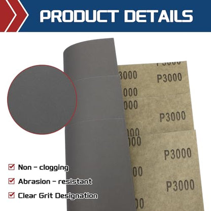 15Pcs Sand Papers 9x11In 3000 Grit Sandpaper Sheets Silicon Carbide - size: 3000 Grit