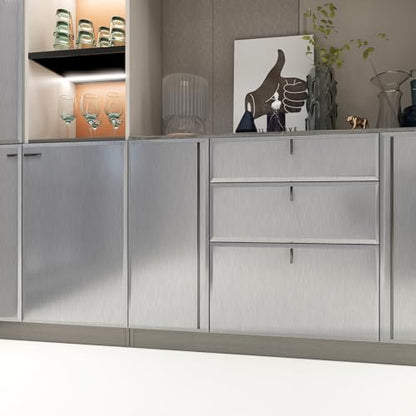 Silver Stainless Steel Contact Paper for Countertops Cabinets - color: Silver, size: 15.7" x 196"