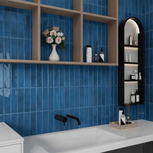 Peel and Stick Backsplash Tile for Kitchen - color: Deep Sea Blue