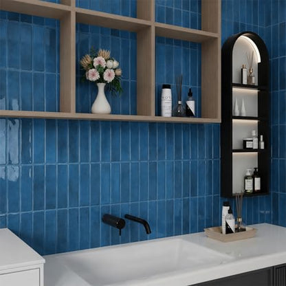 Peel and Stick Backsplash Tile for Kitchen - color: Deep Sea Blue