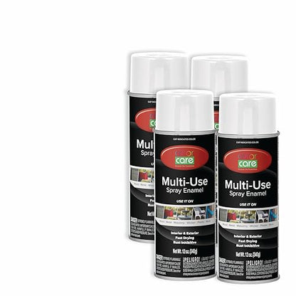 Spray Paint, 12 oz, 4-Pack (Gloss White) – All-Purpose, Indoor & Outdoor, Rust Resistant, for Wood, Metal, Plastic & Masonry - color: Gloss White