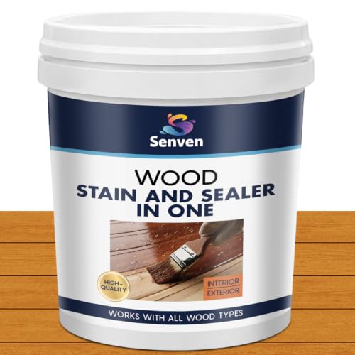 Wood Stain and Sealer in One, Water Based Non-Toxic, Fast Dry, Waterproof Interior & Exterior Wood Stain & Wood Sealant for Furniture, Decks, Fences, Cabinets, Pergolas, Wood Siding, 5Gal, Amber/Brown - color: Amber/Brown, size: 640 Fl Oz