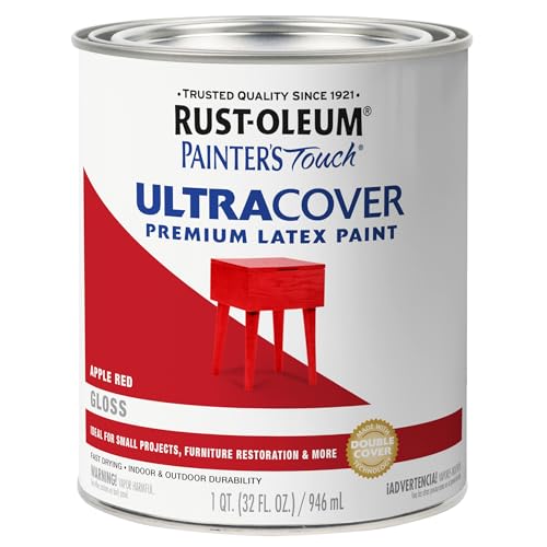 Rust-Oleum Painter's Touch Brush Acrylic Latex Paint, Gloss Apple Red - color: Gloss Apple Red, size: 1 Quarts (Pack of 1)