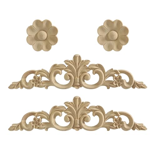Nsrisml Wooden Decals Trim Rosette Inlays, 4-Pcs, 15.75" - color: 4-pack, size: 40x10cm/15.75"x3.94"