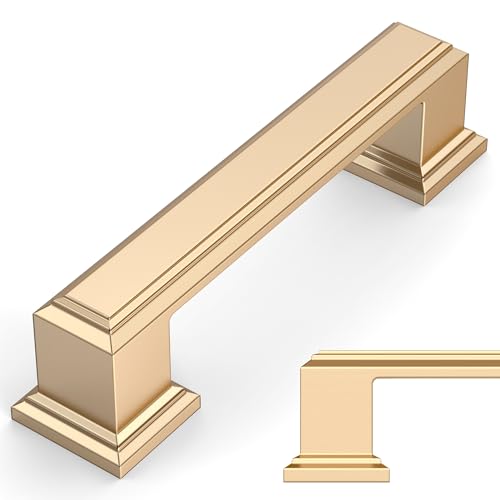Amerdeco 10 Pack Brushed Brass Cabinet Pulls 3" - color: Brushed Brass, size: 3" hole center, style: 10 Pack