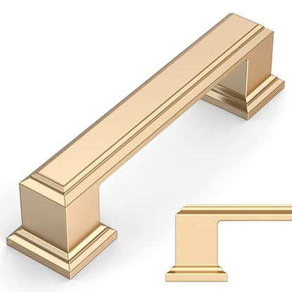 Amerdeco 10 Pack Brushed Brass Cabinet Pulls 3" - color: Brushed Brass, size: 3" hole center, style: 10 Pack