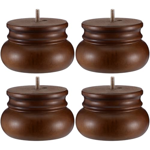 4 Pack 3 Inch Solid Wood Furniture Leg Brown