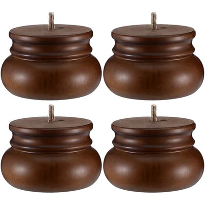 4 Pack 3 Inch Solid Wood Furniture Leg Brown