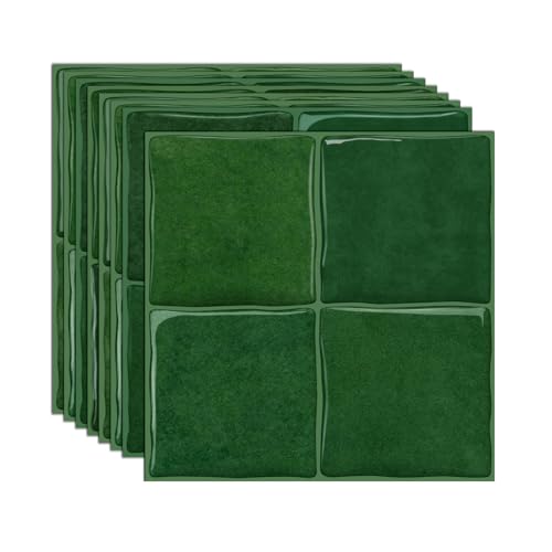 20 Sheets 3D Stereoscopic Peel and Stick Backsplash Tile Stickers - color: Green