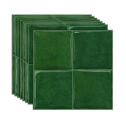 20 Sheets 3D Stereoscopic Peel and Stick Backsplash Tile Stickers - color: Green