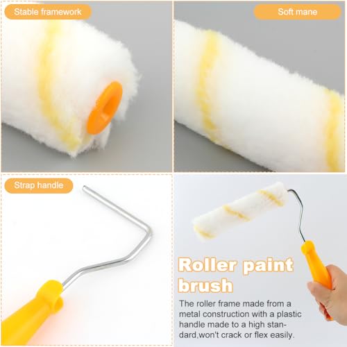 10Pack 6 Inch Paint Rollers Microfiber Paint Roller Cover with Roller Frame