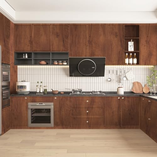 Wood Grain Contact Paper Peel and Stick Wallpaper for Cabinets Furniture - color: Reddish Brown, size: 17.7" x 216"