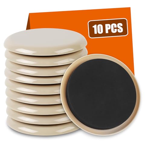 10PCS Furniture Sliders, 3 1/2" Furniture Sliders for Hardwood Floors, Reusable for Carpet, Heavy Duty Furniture Movers Sliders, Carpet, Floor Protectors (Beige) - color: Beige, size: 10PCS|3 1/2"