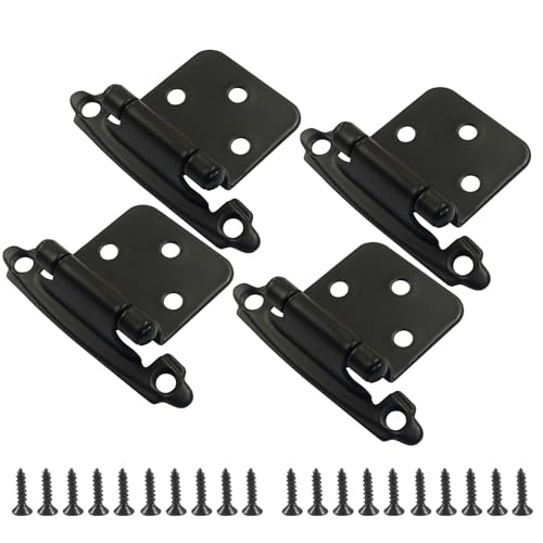 Matte Black Self-Closing Cabinet Hinges 4-Pack (2 Pair) - color: Black