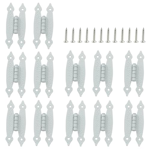 Murtenze 3.5 Inch White Antique H Hinges, 12 Pack - color: White-12PCS