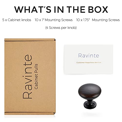 Ravinte Oil Rubbed Bronze Cabinet Knobs, Zinc Knobs Drawer Pulls, 5 Pack - color: Oil Rubbed Bronze