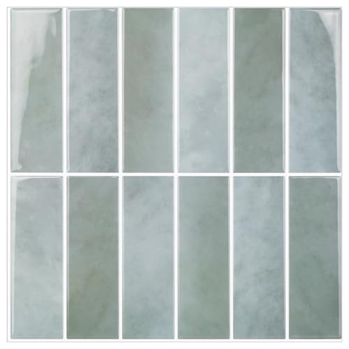Peel and Stick Tile，New Upgrade Thicker Design Self Adhesive 12" x 12" Large Premium Peel and Stick Backsplash for Kitchen (Sage). - color: Sage