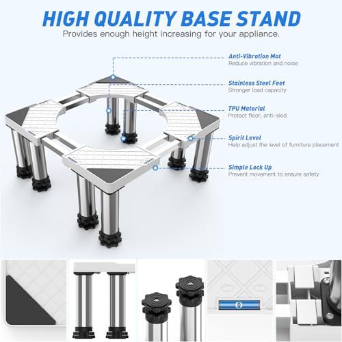 SEISSO Mini Fridge Stand Height 7"-8.6" for Appliance Width 18.8"-25.5" - size: Square Dual Tube with 8 Feet