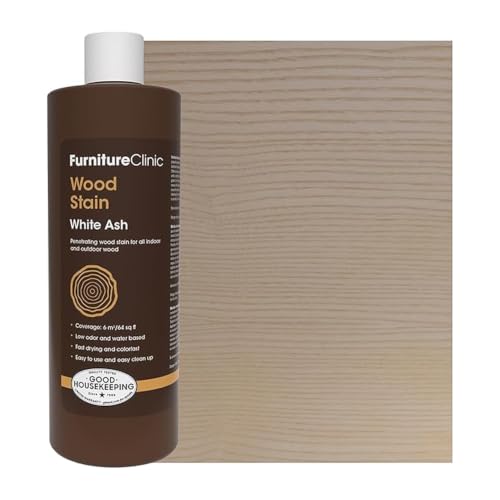 Furniture Clinic Wood Stain | White Ash | Water Based | Fast Drying, Low Odor, & Non-Toxic | for Indoor & Outdoor Furniture and More | Multiple Finishes | (17oz / 500ml) - color: White Ash, size: 500ml / 17 Fl Oz