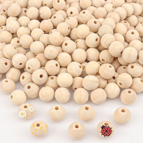 700 PCS 20 mm Wooden Beads with Hole, Beige Round Wooden Beads for Crafts, DIY Projects, and Home Decoration - size: 700 PCS 20 mm