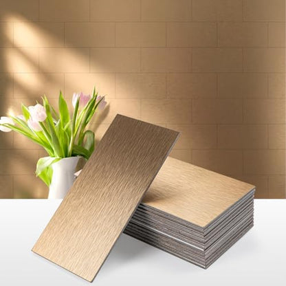 Vamos Tile 100-Pack Peel and Stick Backsplash Tile,3" x 6" Subway Tile - color: Brushed Rose Gold