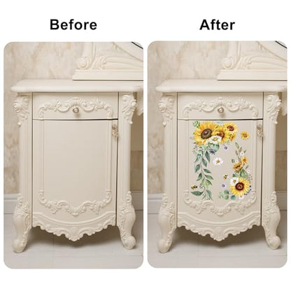 Joeyan Sunflowers and Bees Rub On Transfers for Furniture and Crafts - style: Sunflowers and Bees
