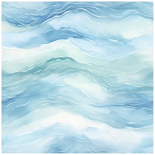 HAOKHOME Ocean Wallpaper Peel and Stick Beach Coastal Blue Sea for Bathroom - color: Blue, size: 17.3in x 9.8ft