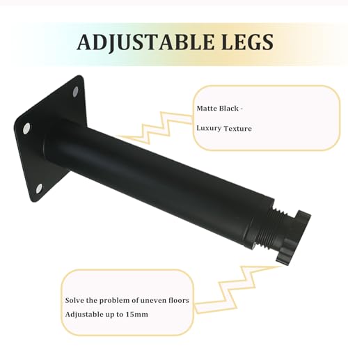 4 Pcs 5" Adjustable Black Furniture Legs for Cabinet, DIY Shelf - color: Matte Black, size: 5" / 13cm