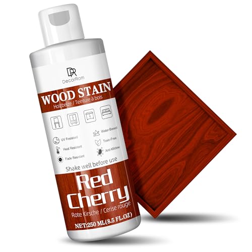 Red Cherry Wood Stain, 8.5oz Water Based Wood Stain, Matte Wooden Fast Drying Curing for Indoor & Outdoor Wooden Furniture, Door, Window, Paneling, Wardrobe, Cabinet Low Odor Non-Toxic & Long Lasting - color: Red Cherry