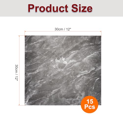 HARFINGTON 15pcs Peel and Stick Marble Tiles, Waterproof Wall Panel Backsplash, 12"x12" PVC Peel and Stick Shower Tiles for Bathroom, Kitchen, Living, Slate Gray Design - style: Slate Gray