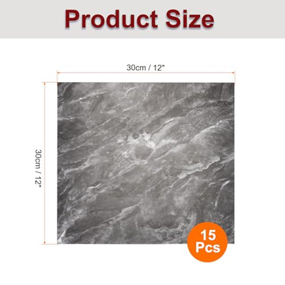 HARFINGTON 15pcs Peel and Stick Marble Tiles, Waterproof Wall Panel Backsplash, 12"x12" PVC Peel and Stick Shower Tiles for Bathroom, Kitchen, Living, Slate Gray Design - style: Slate Gray