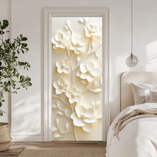 arricraft 2 Sheets Flower Theme Self-Adhesive Door Sticker, 31.5x78.7inch 3D Flower Door Murals Stickers PVC Removable Wallpaper Decoration for Bedrooms Living Room - style: Flower