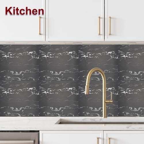 HARFINGTON 15pcs Peel and Stick Marble Tiles, Waterproof Wall Panel Backsplash, 12"x12" PVC Peel and Stick Shower Tiles for Bathroom, Kitchen, Living, White Crystal Dragon Design - style: White Crystal Dragon