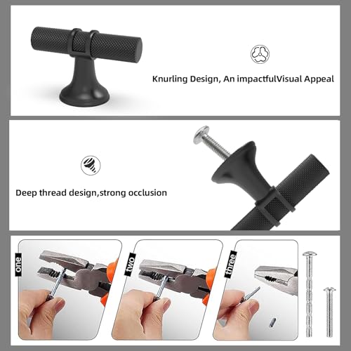 20 Pack Matte Black Kitchen Cabinet Knobs - color: Matte Black Knurled, size: Knobs