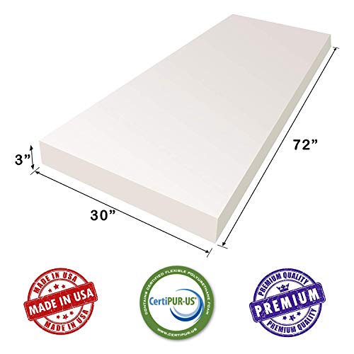 AK Trading CO. Upholstery Foam Cushion (Seat Replacement, Upholstery Sheet, Foam Padding), High Density (2x24x72),White - size: 2x24x72