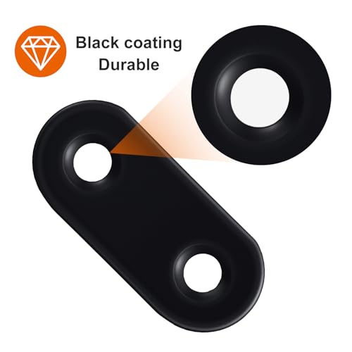 30 Pack Stainless Steel Straight Bracket Flat Straight Brace Flat Plate Straights Brackets Repair Mending Bracket Plate for Wood Furniture Metal Mending Joining Plates with Screws Black