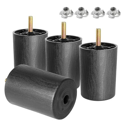 4pcs Plastic Furniture Legs 3" with T-Nuts, M8-1.25 Thread Bolt - size: 3 Inch, M8-1.25 Metric Thread Bolts