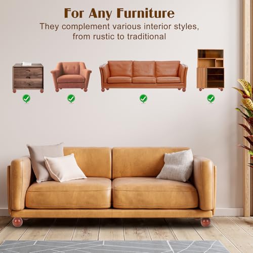 4 Inch Wooden Sofa Legs Set of 4 Walnut Wood Round Sofa Legs with Mounting Plate Screws Solid Wood Furniture Feet for Couch Bed Cabinet Bookcase Ottoman - color: Walnut