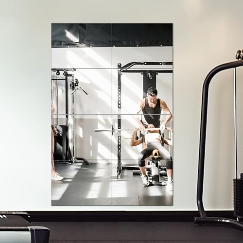Delma Frameless Mirror Tiles 16"x12"x8 Pcs Wall Mounted - size: 16''x12''-8PCS