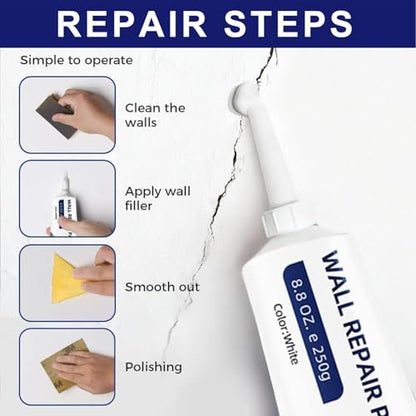 (2PCS) Efficient Drywall Repair Kit with Scraper, 2026 New Quick Drying Wall Mending Agent for Holes & Cracks Nail Holes, Multi-Functional Drywall Patch Paste Repair Kit for DIY Home Fix
