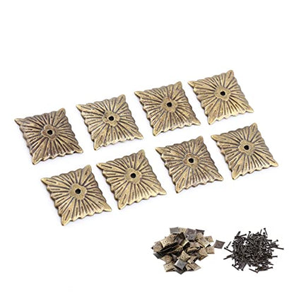 Hilitand 100pcs Upholstery Tacks, Furniture Nails Pins Sofa Rivet Upholstery Pins Craft Thumbtack Tack,Antique Brass (K247Square Nail 21x21mm)