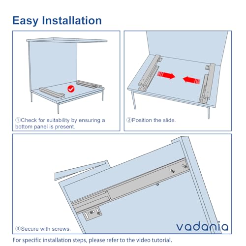 VADANIA #BF54 12" Undermount Drawer Slide, Push to Open - size: 12 Inch, style: Push to Open