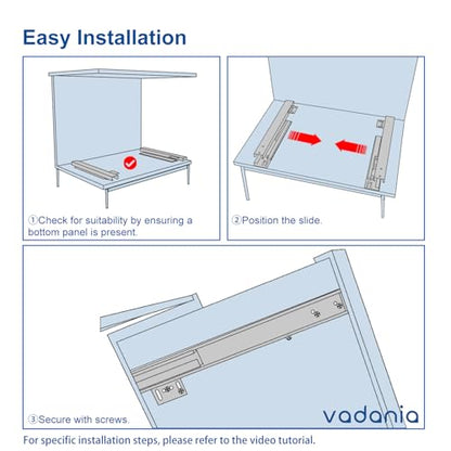 VADANIA #BF54 12" Undermount Drawer Slide, Push to Open - size: 12 Inch, style: Push to Open