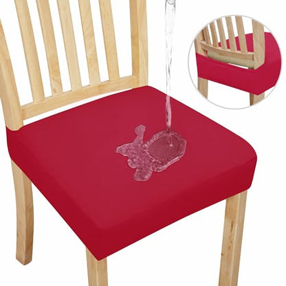 Easy-Going Waterproof Seat Covers for Dining Chairs Set of 6, Christmas Red - color: Christmas Red, size: 6 Pack