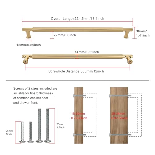 SAILING 5 Pack Cabinet Pulls-12 Inch/305mm Kitchen Cabinet Handles Champagne Bronze Cabinet Pulls for Bathroom Dresser Pulls Hardware Cabinet Handles SA10185 - color: Champagne Bronze, size: 12"(305mm)Hole Center-5Pcs