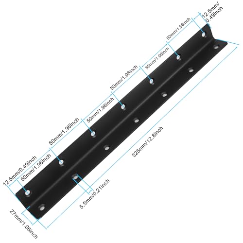 L Bracket, Heavy Duty Corner Brace, 4 Pack 12.8" Metal Shelf Bracket Angle Bracket for Shelves, Black Metal Braces for Wood, 325mm Overall Length - size: 12.8 Inch