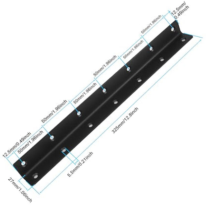 L Bracket, Heavy Duty Corner Brace, 4 Pack 12.8" Metal Shelf Bracket Angle Bracket for Shelves, Black Metal Braces for Wood, 325mm Overall Length - size: 12.8 Inch