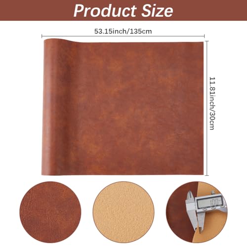 53.15 x 11.81 Inch Distressed Faux Vegan Leather Fabric Sheet Soft Smooth Upholstery PU Leather Roll Waterproof Synthetic Leatherette Sheet for DIY Crafts Upholstery Furniture(Chocolate) - color: Chocolate