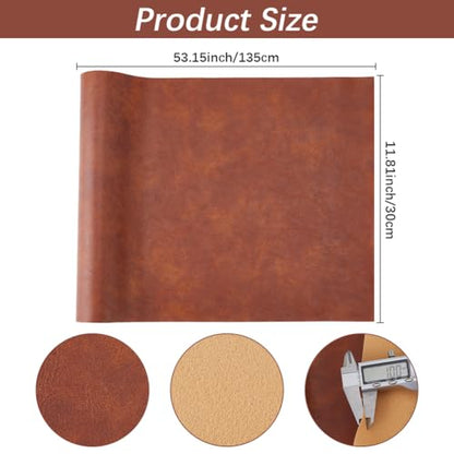 53.15 x 11.81 Inch Distressed Faux Vegan Leather Fabric Sheet Soft Smooth Upholstery PU Leather Roll Waterproof Synthetic Leatherette Sheet for DIY Crafts Upholstery Furniture(Chocolate) - color: Chocolate